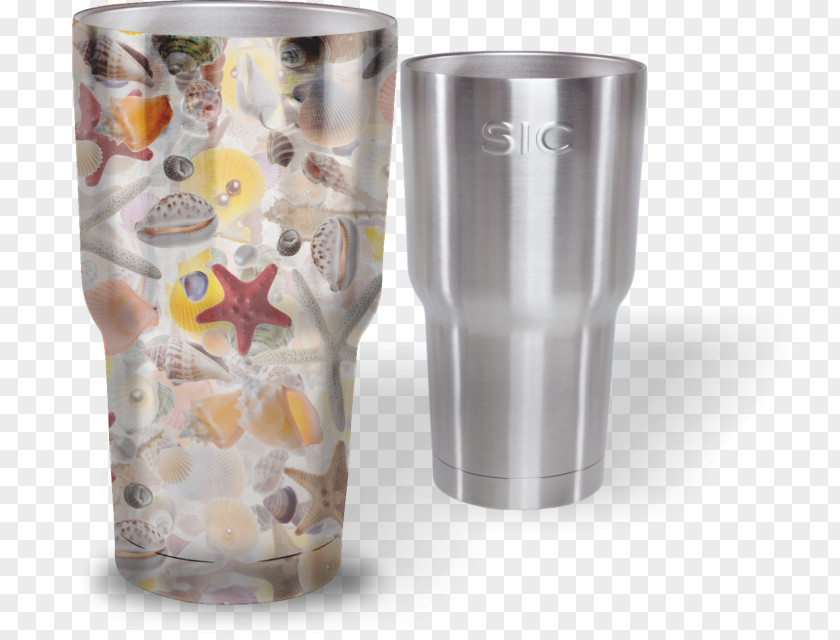 Watercolor Seashells Highball Glass Multi-scale Camouflage Koozie Pattern PNG