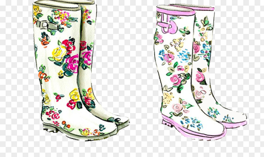 Flower Boots Shoe Wellington Boot Drawing Illustration PNG