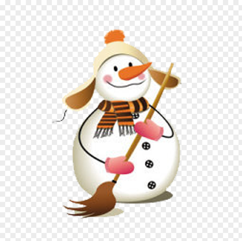 Snowman Holding A Mop Christmas Picture Frame Clip Art PNG