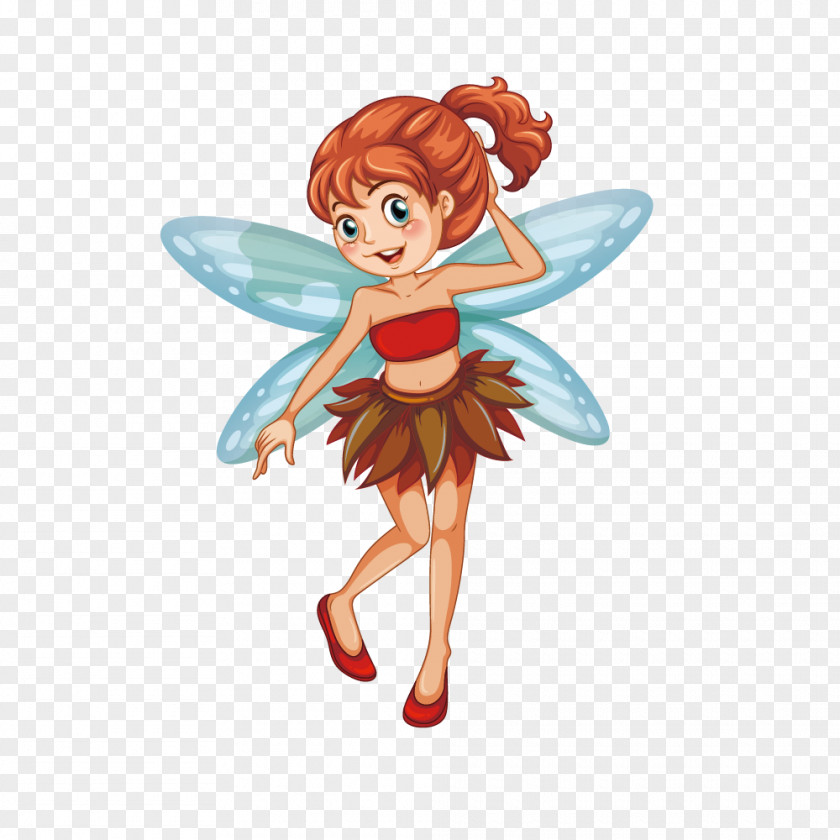 Vector Painted Blue Wings Elf Fashion Cartoon Poster Illustration PNG