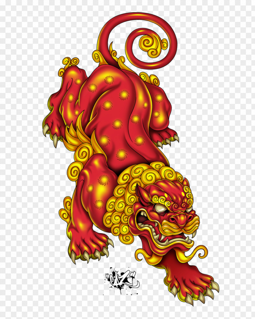 Lion Dance Japan Chinese Guardian Lions Tattoo Irezumi PNG
