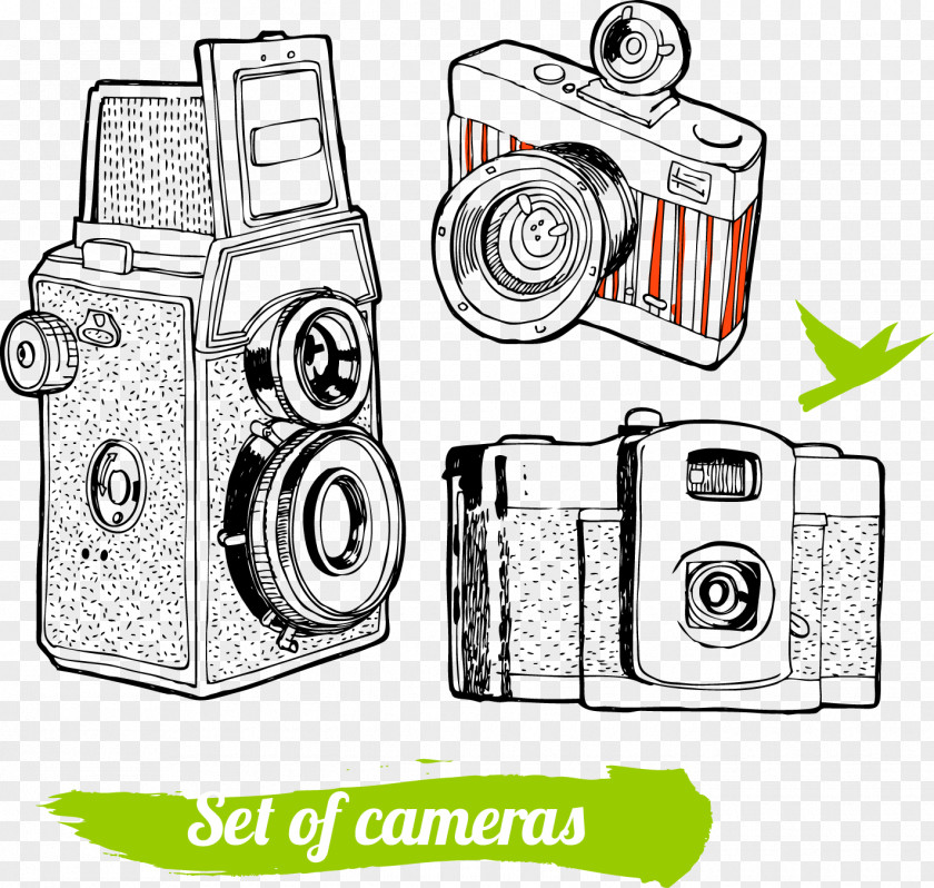 3 Hand-painted Exquisite Camera Vector Material Drawing Flat Design PNG