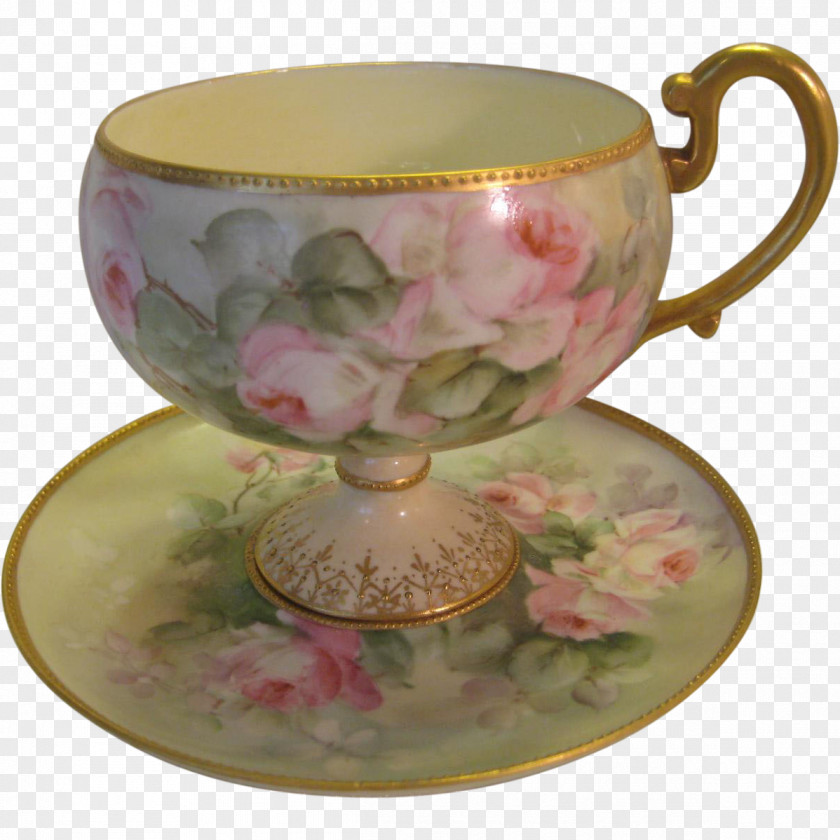 Hand Painted Saucer Tableware Porcelain Tea Mug PNG