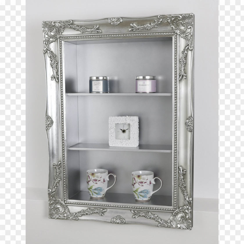 Shelf Stationery Decor Picture Frames Mirror Furniture Silver PNG