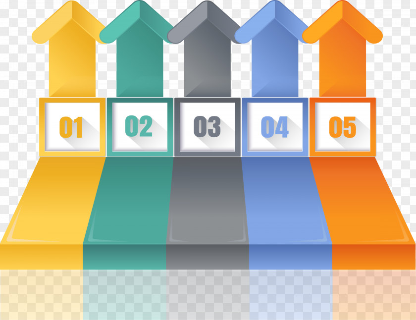 Five Colored Arrow Charts Illustration PNG