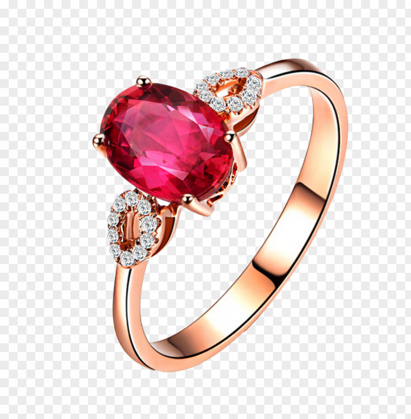 Tokai Family Tourmaline Diamond Ring Red Ruby Gemstone Gold PNG