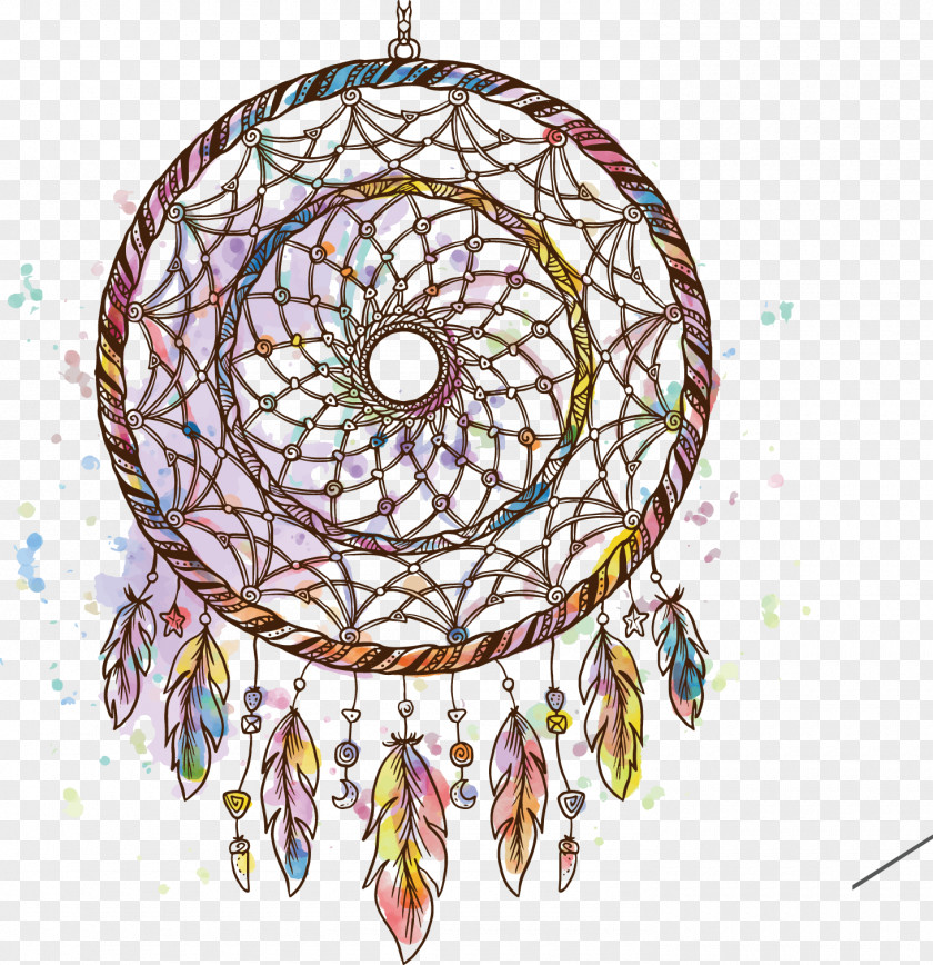 Vector Illustration Painted Dreamcatcher Watercolor Painting Drawing PNG