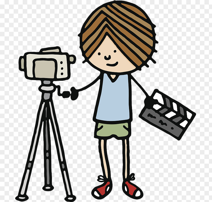 Hand-painted Cartoon Characters With A Log Card And Camera Operator Cinematography Clip Art PNG