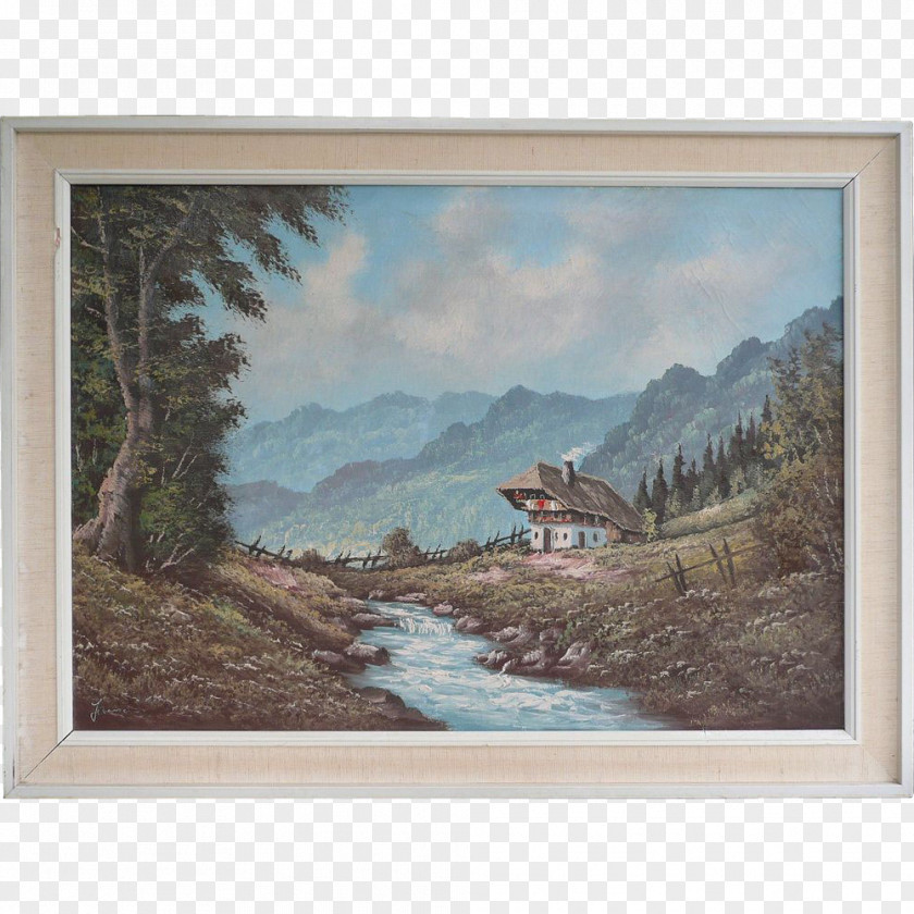 Hand-painted Mountain Landscape Painting Watercolor Picture Frames PNG