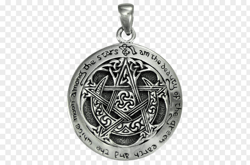 Silver Pentacle Pentagram Wicca Locket PNG
