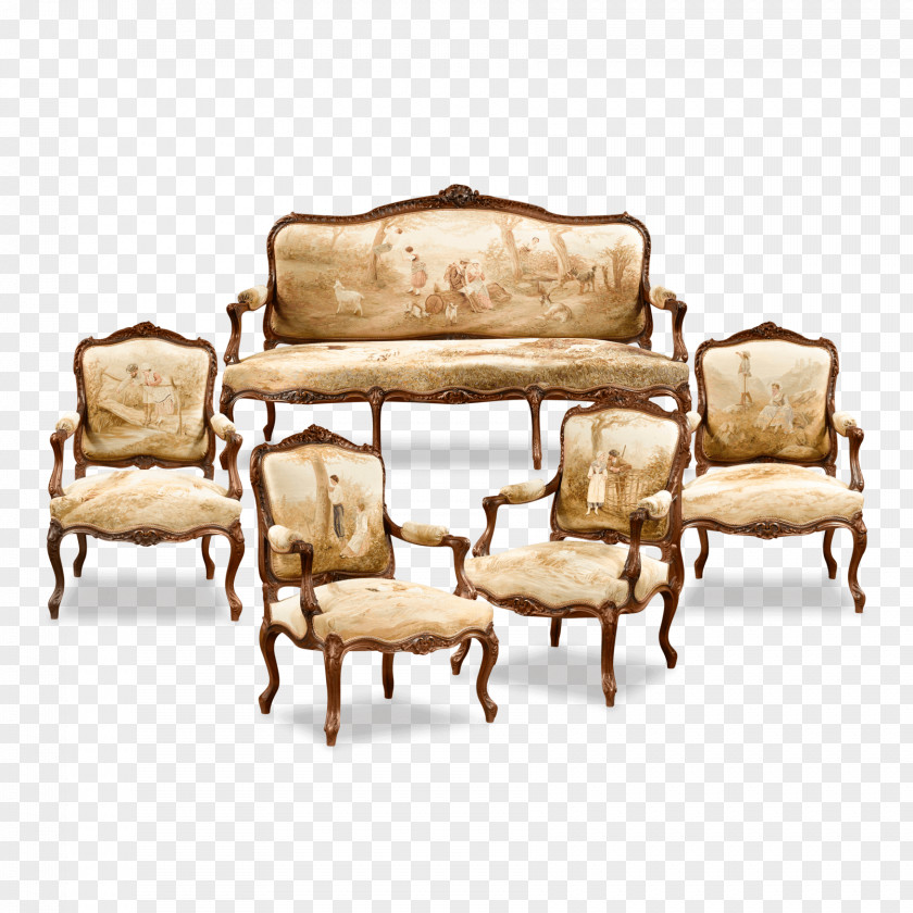 Exquisite Carving. Table Loveseat Antique Furniture Aubusson PNG