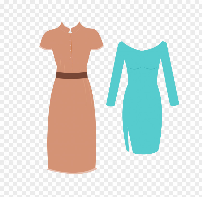Vector Yellow Blue Lady Dress Two PNG
