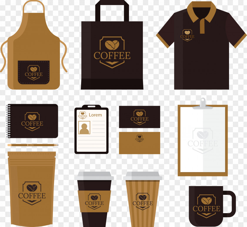 Vector Hand-painted Coffee VI Cafe Advertising Corporate Identity PNG