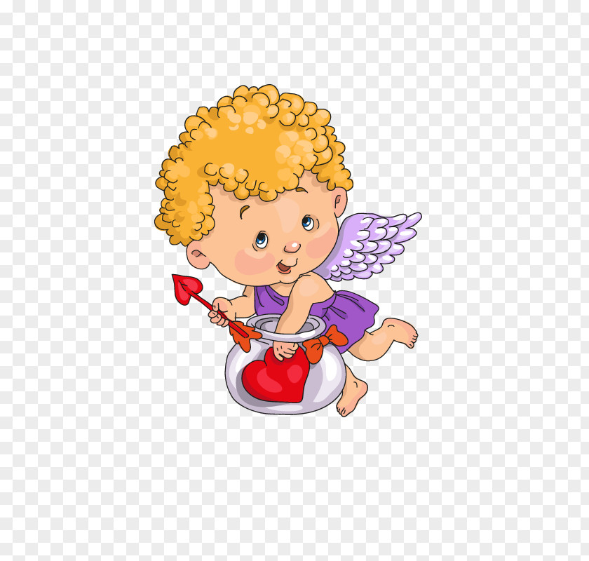 Cupid Holding A Red Heart,angel Cartoon Angel PNG