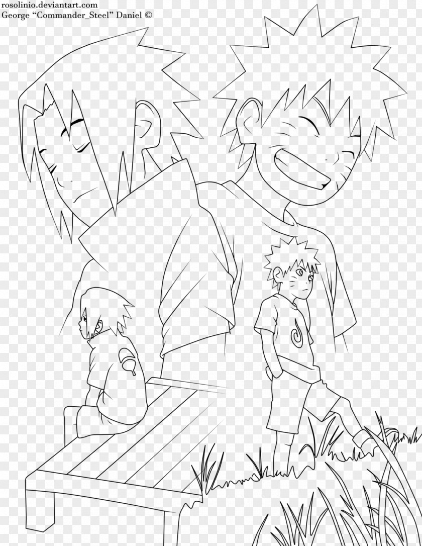 Naruto And Saski 2017 Line Art Red John Sasuke Uchiha Drawing PNG