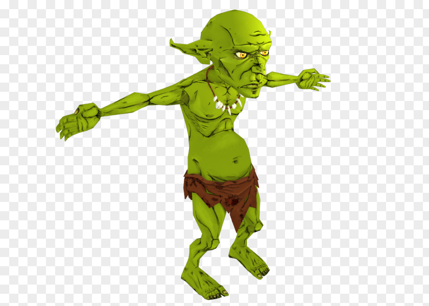 Childlike Cartoon Green Goblin Drawing PNG