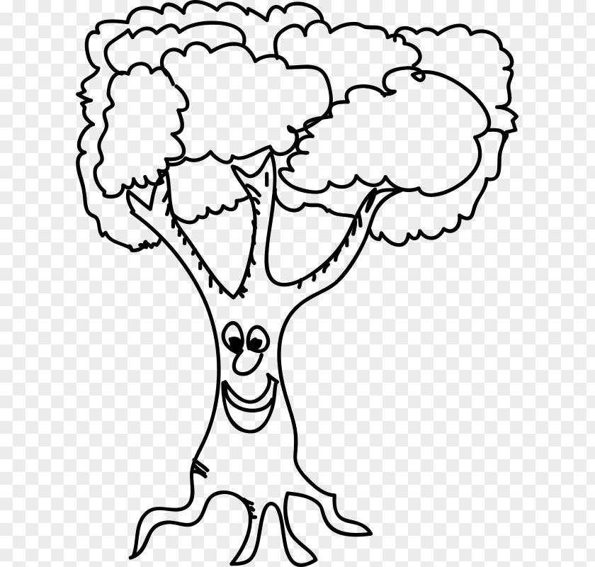 Tree Face Drawing Black And White Clip Art PNG