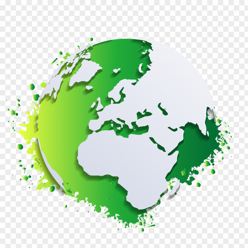 Vector Environmental Green Earth Globe World Map Clip Art PNG