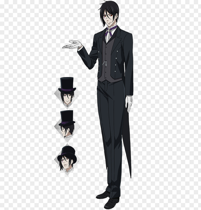 Circus Sebastian Michaelis Ciel Phantomhive Black Butler Cosplay Costume PNG