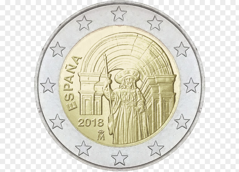 Santiago De Compostela 2 Euro Coin Coins Commemorative PNG