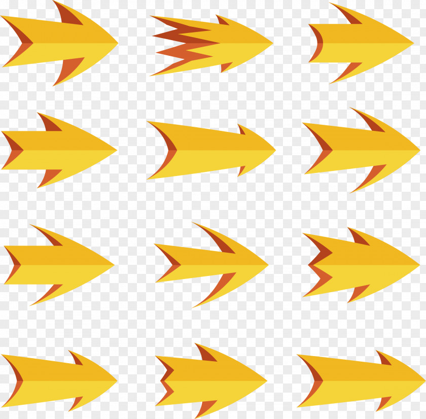 Yellow Right Arrow Group PNG