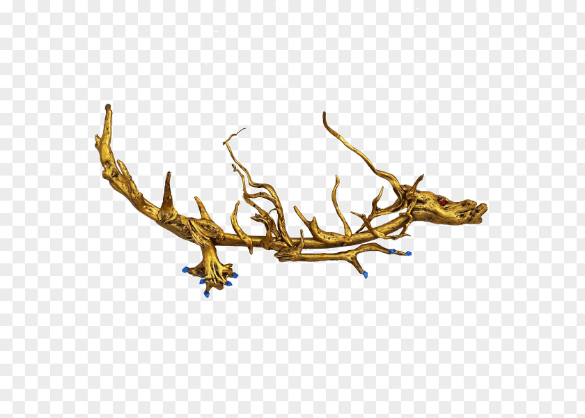 Golden Dragon Antler PNG