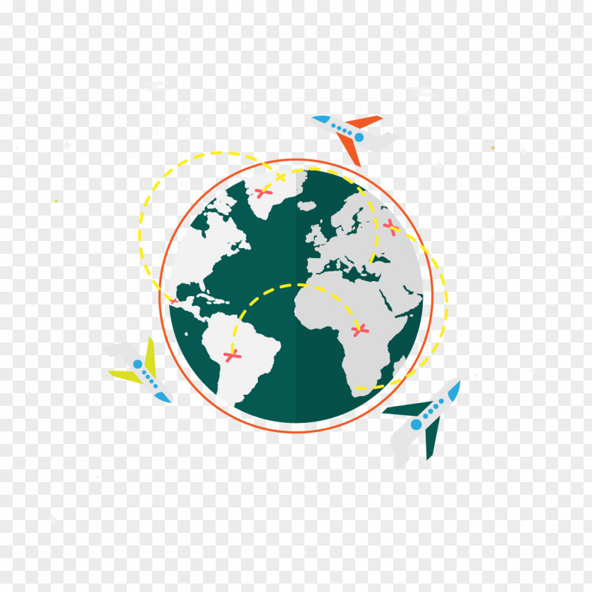 Vector Global Aircraft Earth World Map Globe PNG