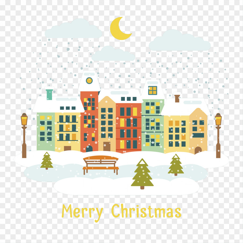 Christmas Night Vector Material Village Euclidean PNG
