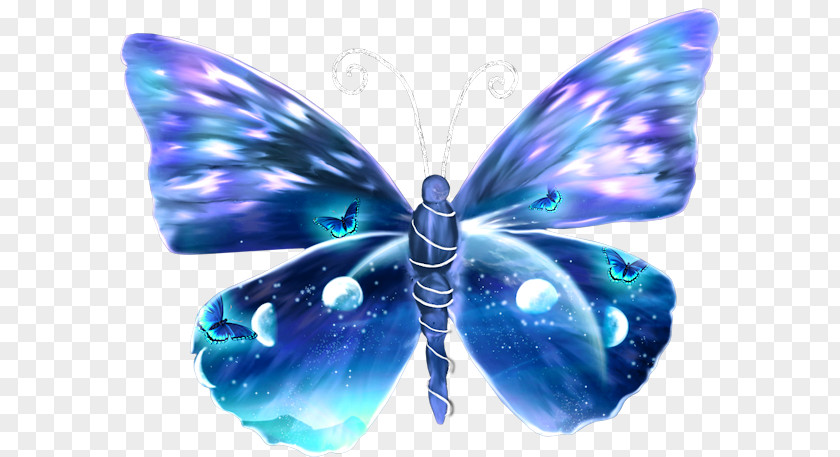 Cartoon Painted Blue Dream Butterfly Transparency And Translucency PNG