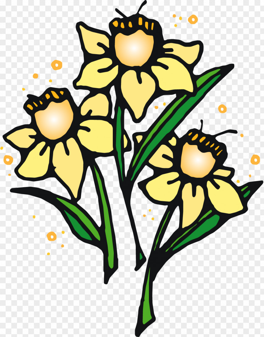 Creative Daffodils Floral Design Cut Flowers Art PNG