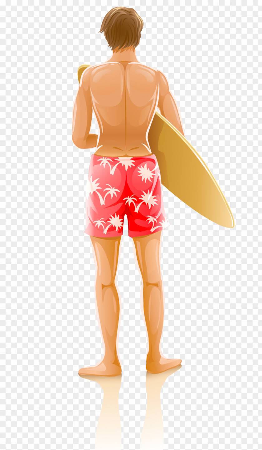 Beach Surfing Man Illustration PNG