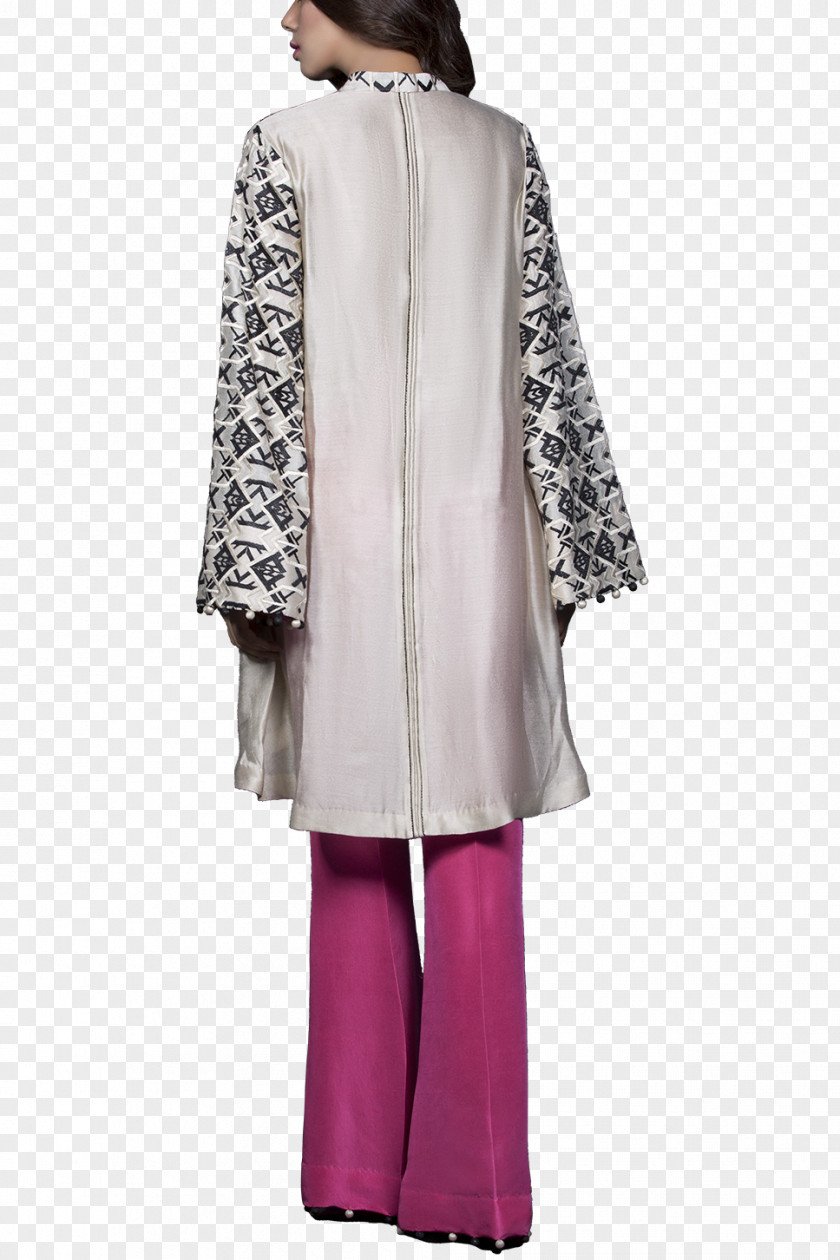 Eid Light Robe Coat Pink M Sleeve Neck PNG