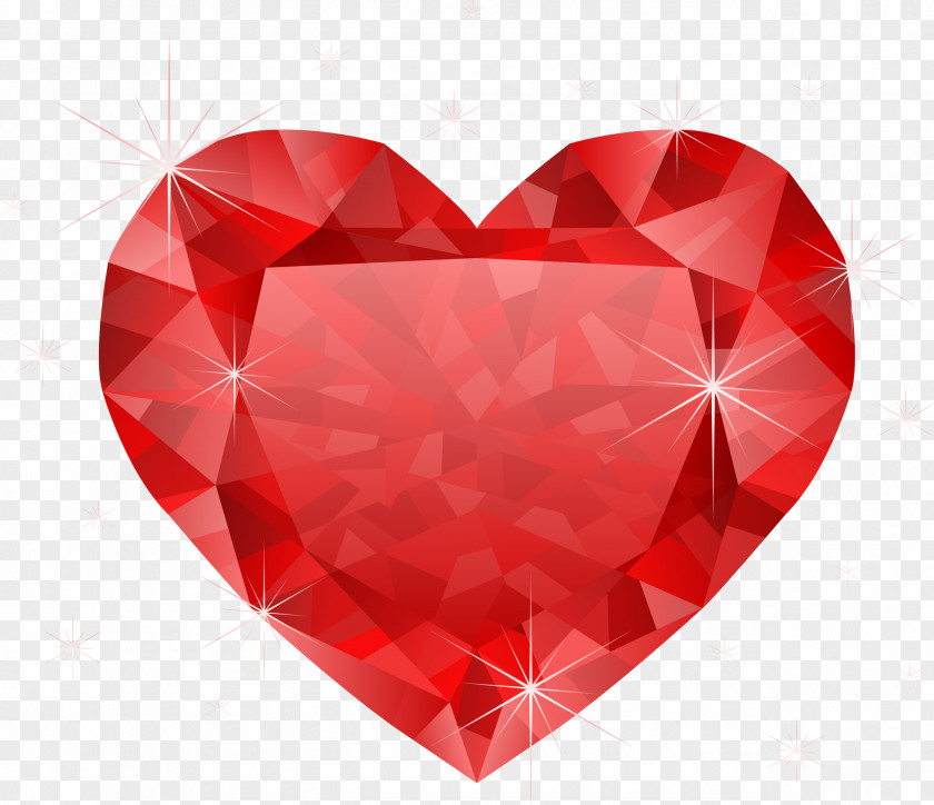 Diamond Red Heart Clip Art PNG