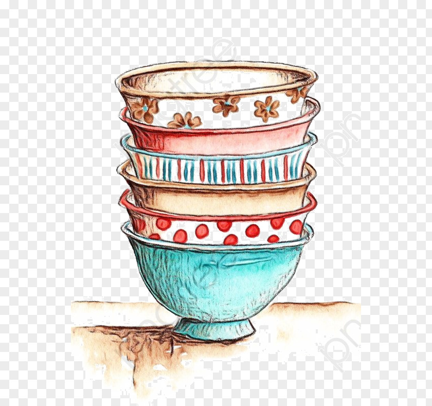 Teacup Porcelain Watercolor Drawing PNG