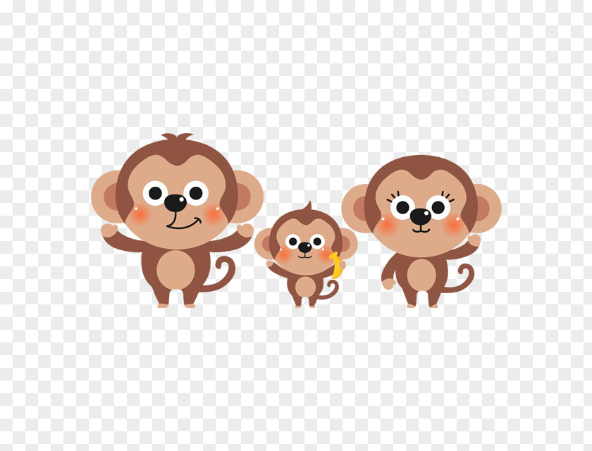 Cute Little Monkey Cartoon Giant Panda Family Animal Clip Art PNG