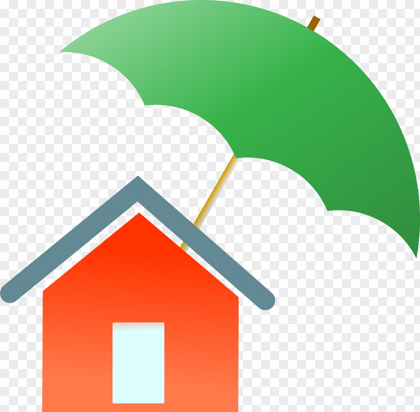 Red House Green Umbrella Home Insurance Liability Clip Art PNG