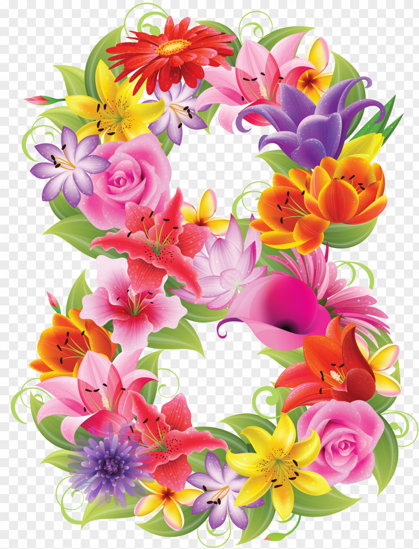 8 Number Alphabet Flower Clip Art PNG