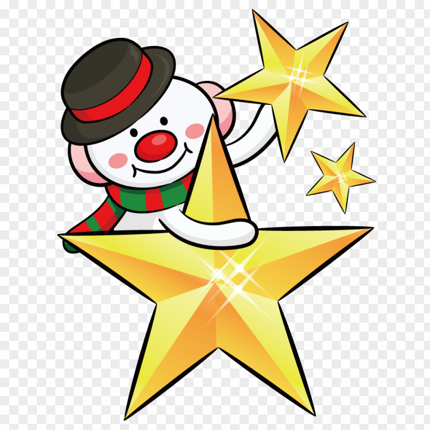 Snowman Holding Star Clip Art PNG