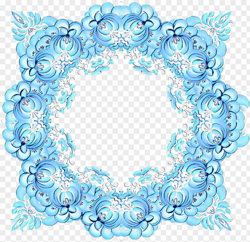 Aqua Blue Watercolor Retro PNG