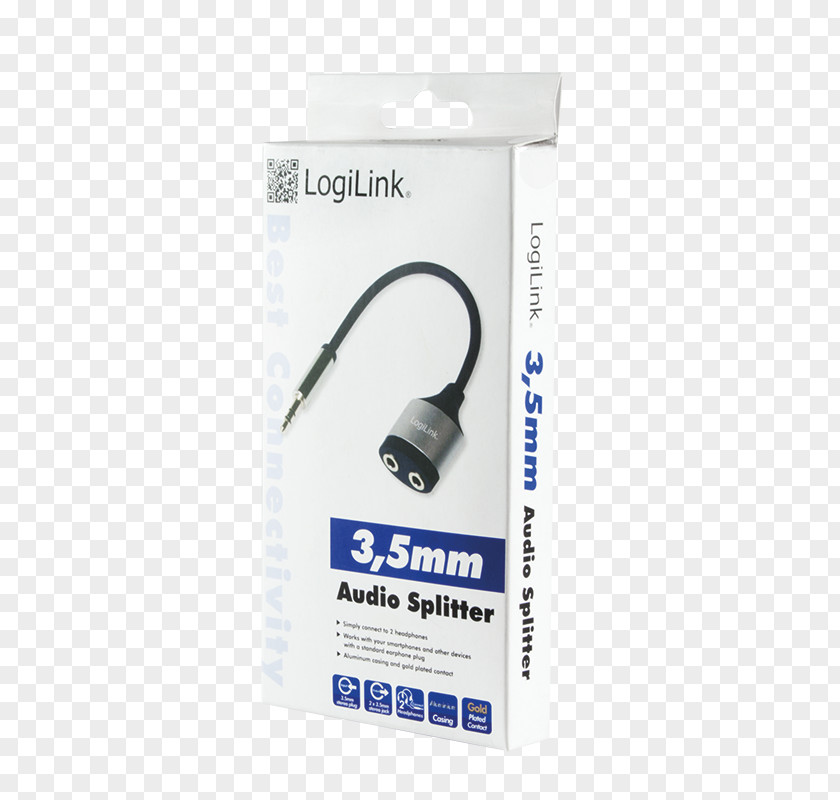 Audio Cable Splitter Phone Connector Headphones LogiLink 3.5mm Blue Stereophonic Sound PNG