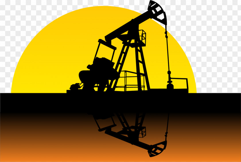 Vector Sunset Under The Oil Extraction Platform Pump Drilling Rig Filling Station PNG