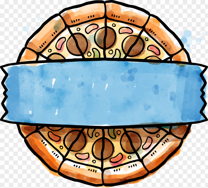 Exquisite Watercolor Pizza Streamer Tag Sfiha Italian Cuisine Mediterranean Delivery PNG