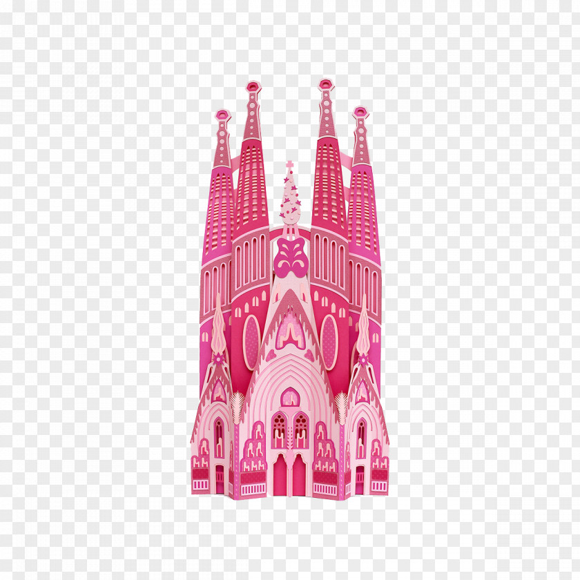 Pink Building Barcelona Paper Craft Wedding Invitation Kraft PNG