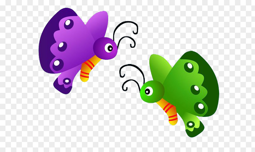 Color Cartoon Butterfly Clip Art PNG