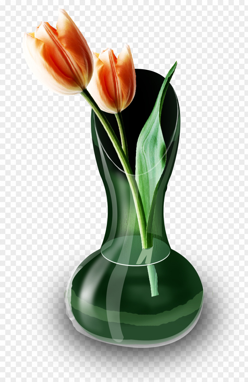 Retro Tulip Vase Flower PNG