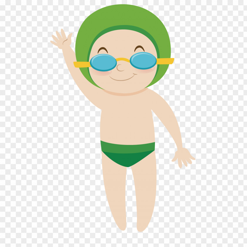 A Baby Wearing Goggles Glasses Swimming Illustration PNG