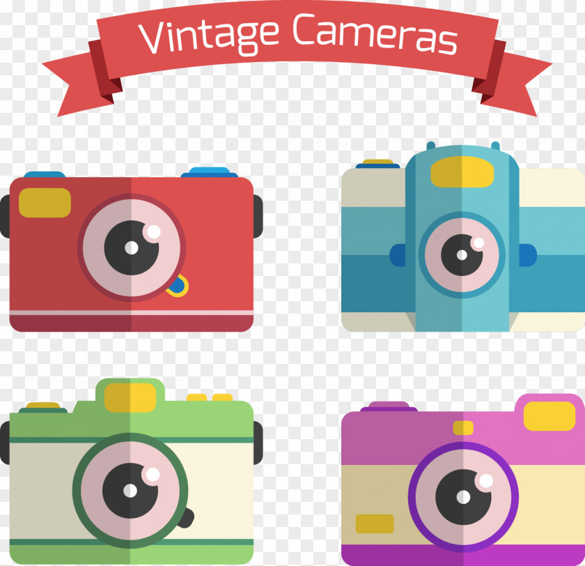 Color Vintage Camera Flat Material Photography PNG