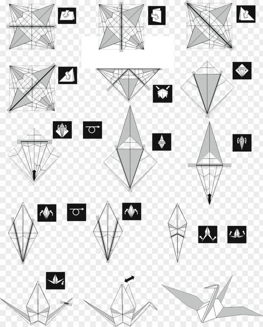 Crane Cygnini Origami Triangle Pattern PNG