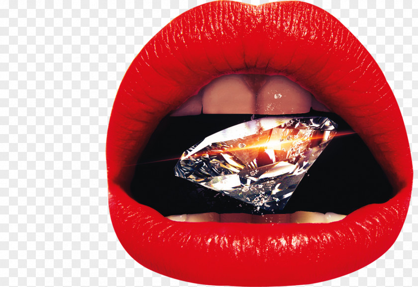 Lipstick Mouth Lip Diamond Sur La Route PNG