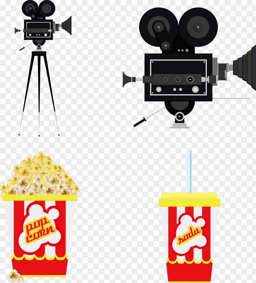 Vector Camera Popcorn And Drinks Cinema Computer File PNG